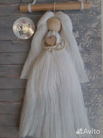 Макраме ангел белоснежный