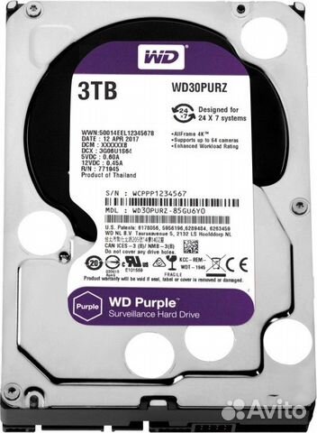Жесткий диск Western Digital WD Purple 3 тб купить в Москве с доставкой ...