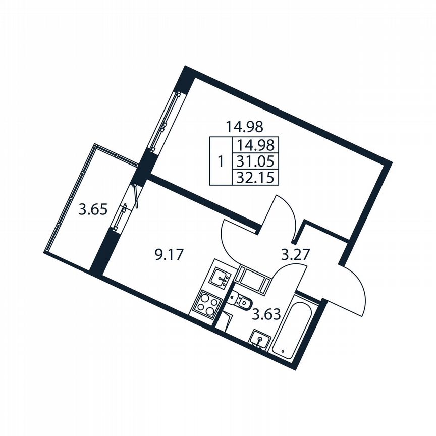 1-к. квартира, 34,7 м², 11/12 эт.