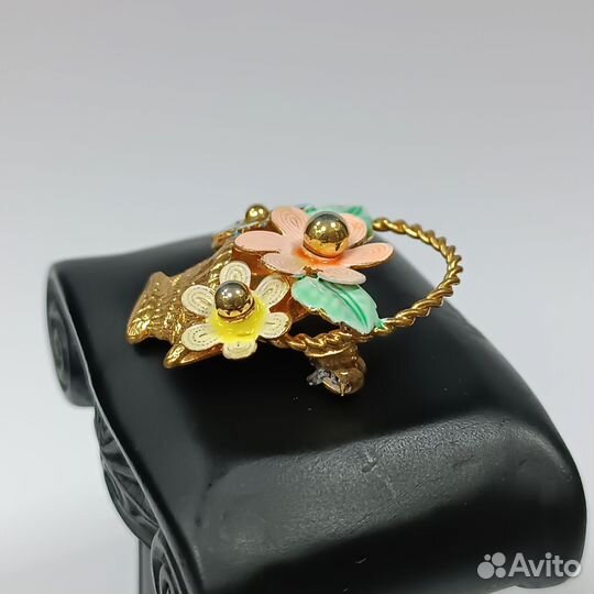 Винтажная Позолоченная Брошь Корзинка Времён СССР