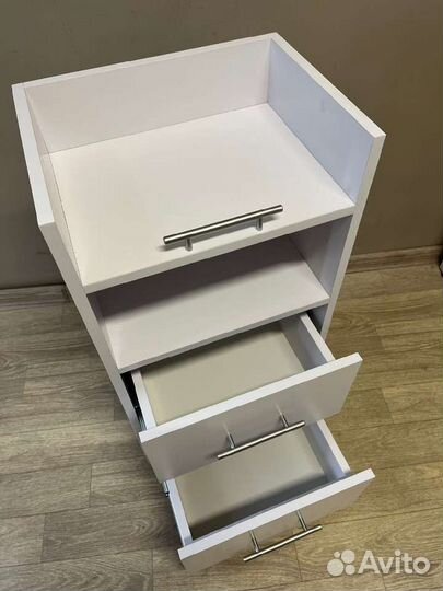 Педикюрная тележка с бортиками и ручкой, 2 ящика