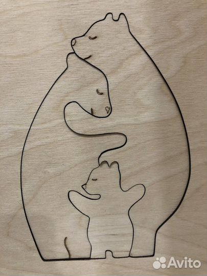 Пазл медведи/Декор из дерева/Картина на стену