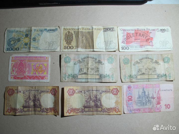 Банкноты Польши (пнр), Казахстана, Украины