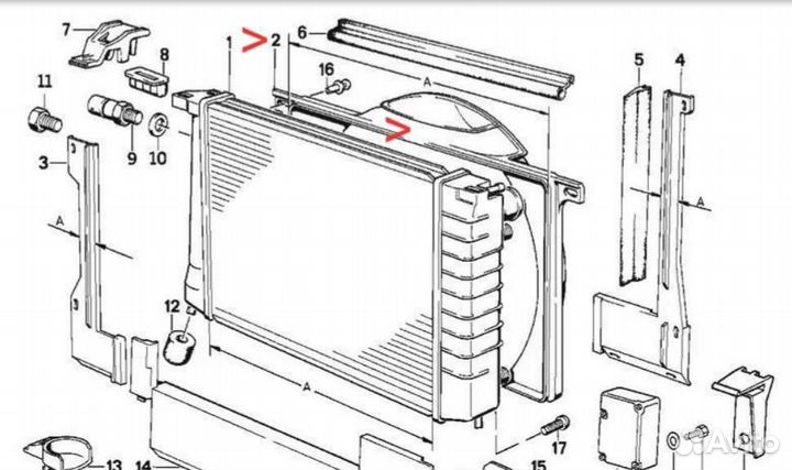 Кожух вентилятора новый E32 BMW 17111709390
