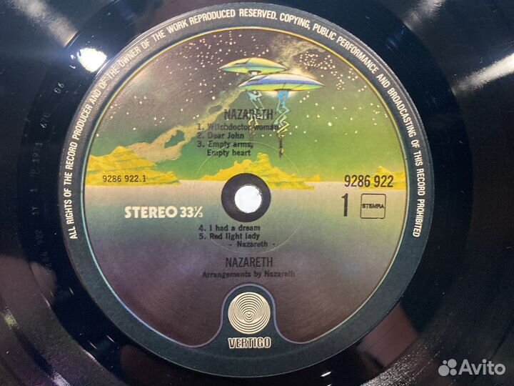 Виниловая пластинка продано - гр. nazareth