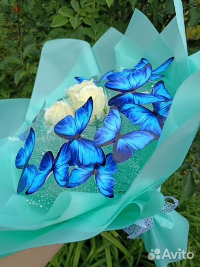 Букет из бабочек, букет из мыльных роз