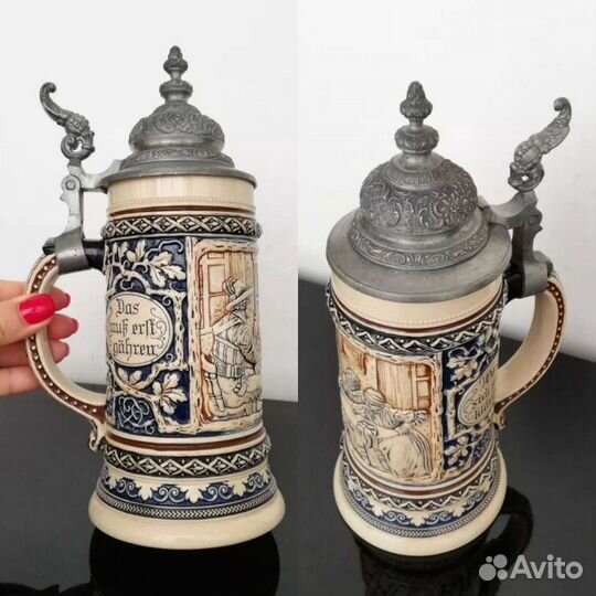 Антикварная Пивная кружка Керамика начало 20 века