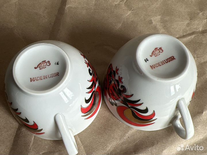 Чашка Лфз СССР Красные петушки
