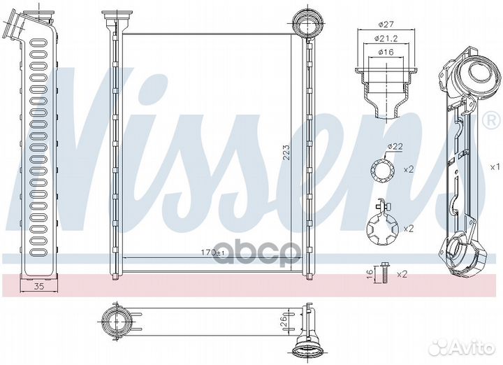 NS71162 радиатор печки Citroen C3, Peugeot 308