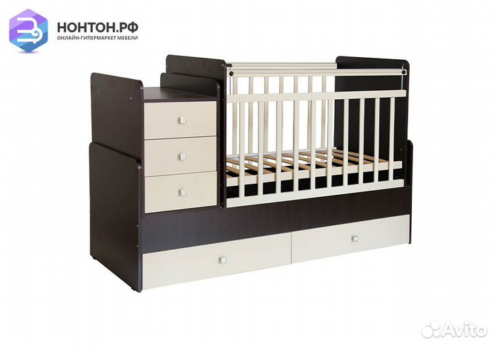 Кровать детская Фея 1100 венге / бежевый