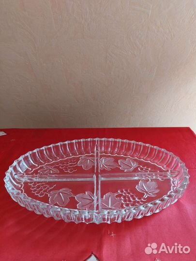 Хрустальное блюдо СССР (менажница)
