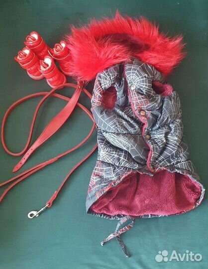 Зимняя куртка для собаки, ботинки, ошейник