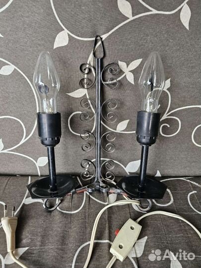 Ночник кованый две свечи мерцающее пламя СССР