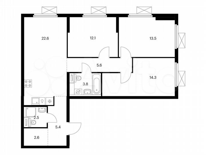 3-к. квартира, 82,4 м², 24/24 эт.