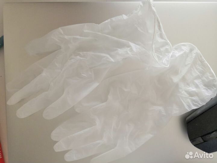 Перчатки р.S виниловые, 95 шт новые