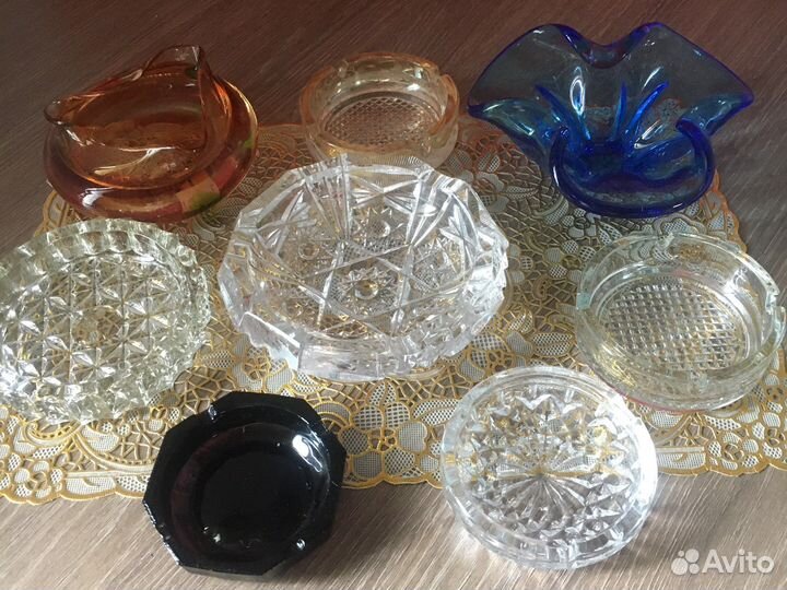 Пепельницы цветное стекло, хрусталь. Винтаж