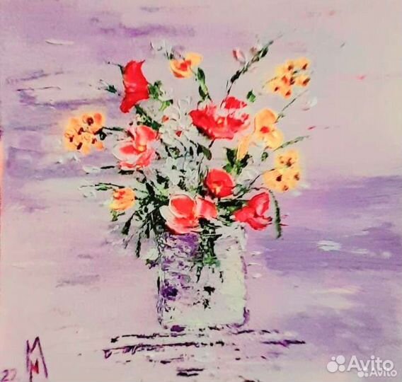 Букет цветов картина маслом 