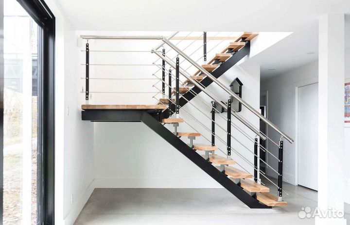 Лестница на металлическом каркасе дизайн 4126