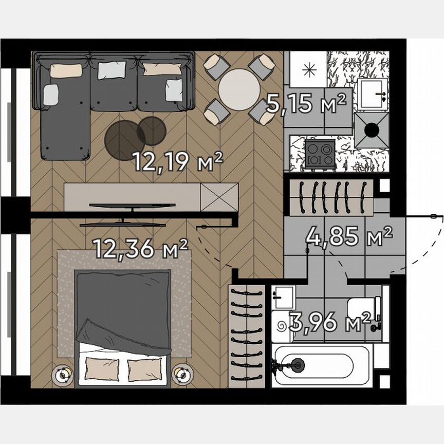 2-к. квартира, 38,5 м², 9/16 эт.