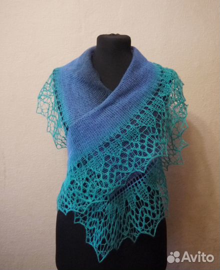 Шаль фишю паутинка, 100% шерсть ручная работа