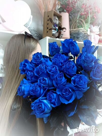 Синие розы, Шикарный букет синих роз, Синяя роза