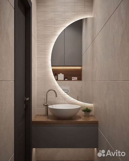 Зеркало с подсветкой в ванную полукруглое Isabella