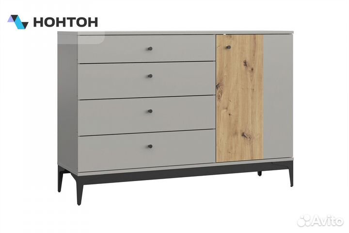 Комод Ариан кд-140 холодный серый / дуб артизан