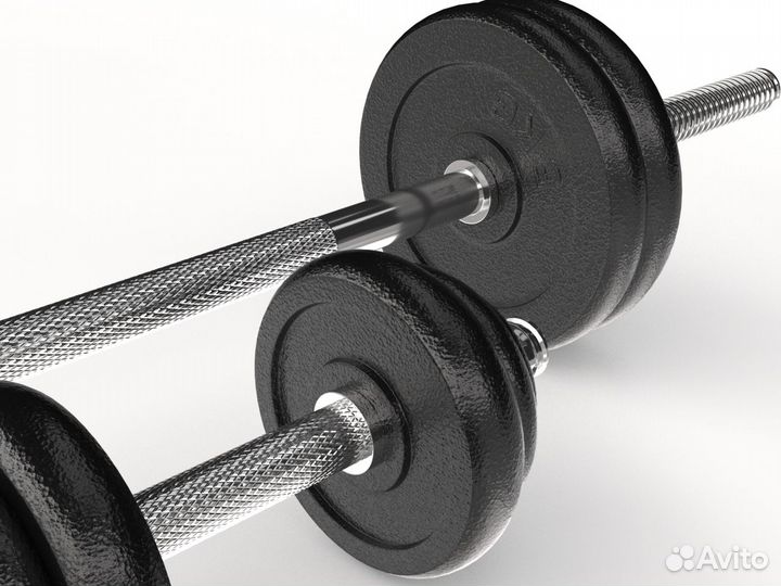 Набор гантелей и штанга UnixFit в кейсе 50kg