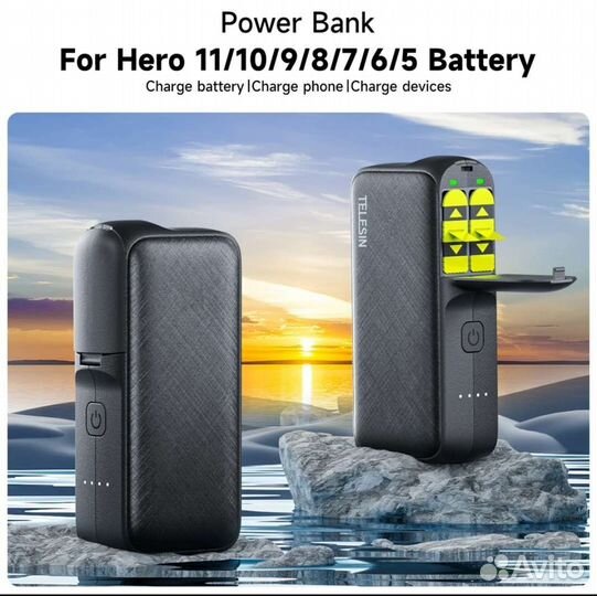 Powerbank для GoPro 9/10/11, Telesin, новые