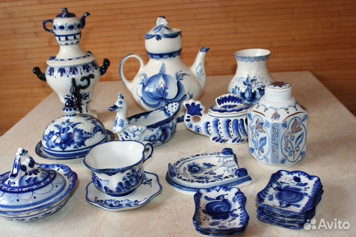 Набор для чая или кофе. Разная гжель