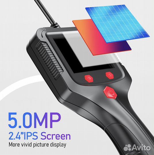 Промышленный эндоскоп 5 метров 5.5мм IPS 1080P