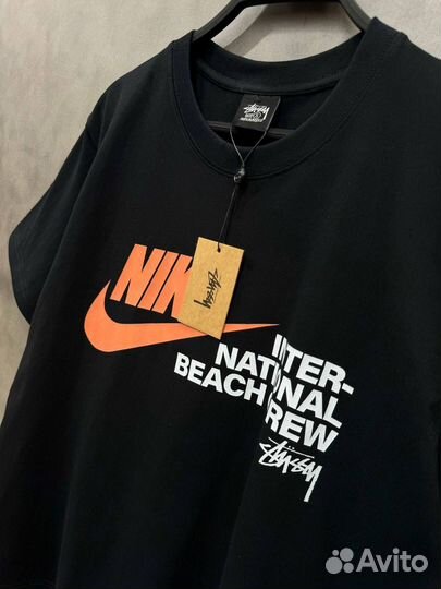 Футболка Nike Stussy International черная оверсайз