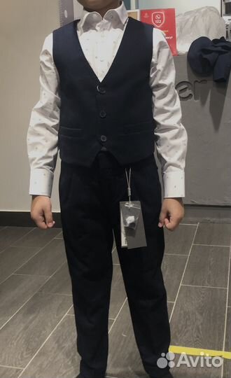 Школьный костюм тройка для мальчика 128 синий