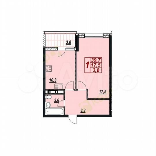 1-к. квартира, 44,5 м², 2/13 эт.