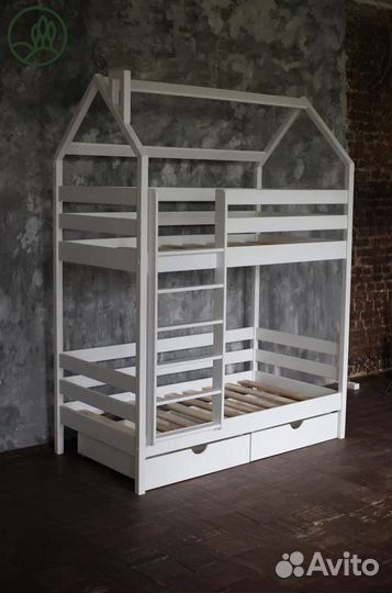 Детская кровать двухъярусная Домик - 180*80