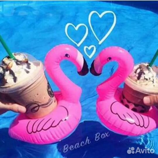 Надувной подстаканник розовый фламинго