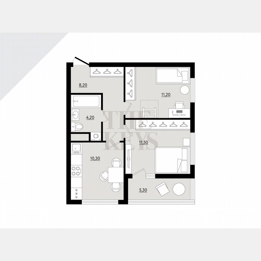 2-к. квартира, 48,1 м², 5/9 эт.