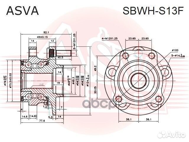 Ступица колеса перед прав/лев sbwhs13F asva