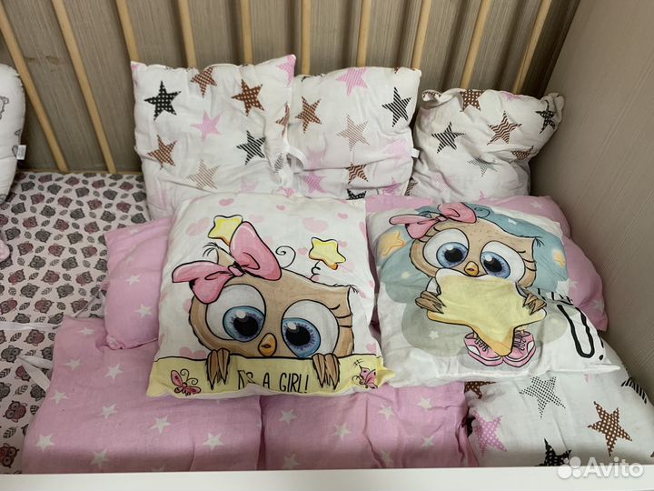 Бортики в кроватку и подушки