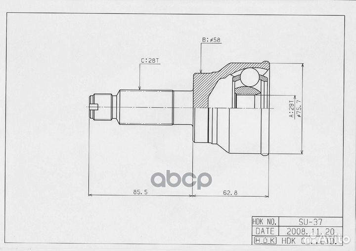 Шрус наружный к-т (29x58x28) Suzuki SX4 1.6 su