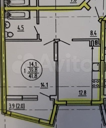1-к. квартира, 41,8 м², 4/24 эт.