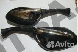 Зеркала (118) пластик (черные с хромовой вставкой)