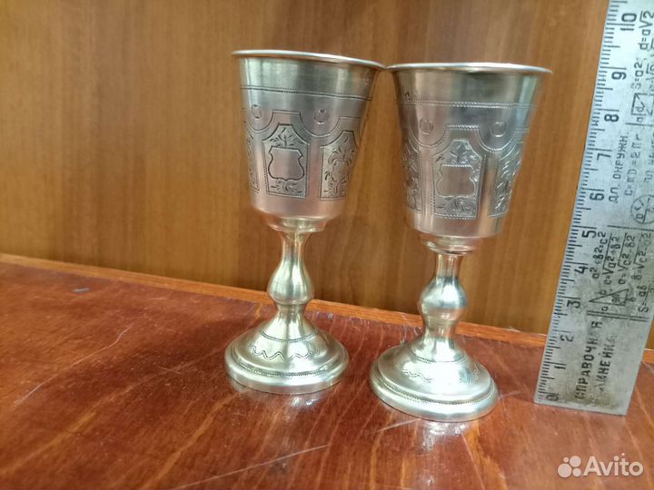 Пара рюмок 1877 г серебро 84 царизм позолоиа