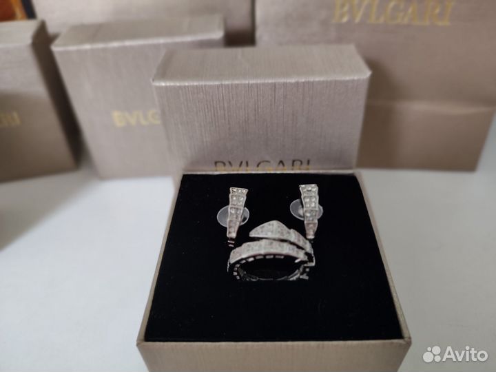 Bvlgari комплект serpenti (кольцо + серьги)