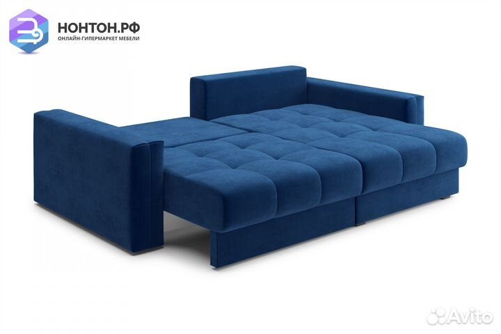 Диван угловой тик-так Монарх темно-синий