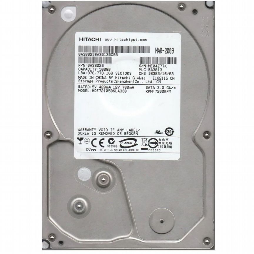 [HDE721050SLA330] Жесткий Диск Hitachi 500gb Sata Hde721050sla330