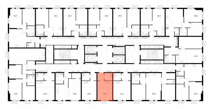 Квартира-студия, 19,9 м², 25/33 эт.