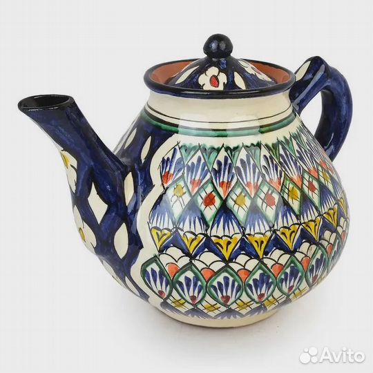 Чайник синий 2 литра Риштанская керамика