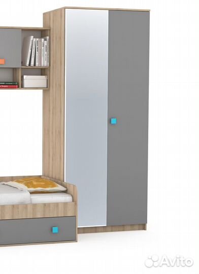 Шкаф 2х створчатый Доминика бук песочный/серый шиф