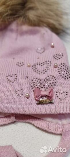 Шапка для девочки 46-48 р (9м-1г)